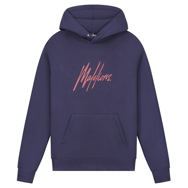 Malelions Striped Signature Hoodie Navy