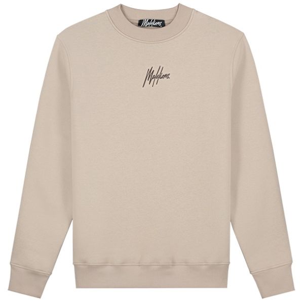 Malelions Striped Signature Sweater Beige