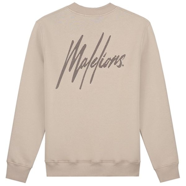 Malelions Striped Signature Sweater Beige