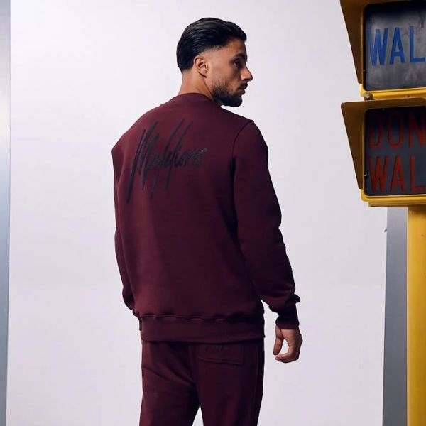 Malelions Striped Signature Sweater Bordeaux