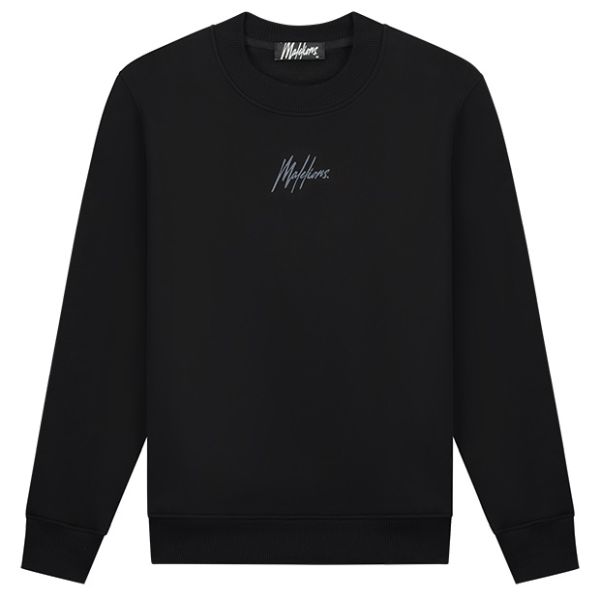 Malelions Striped Signature Sweater Zwart
