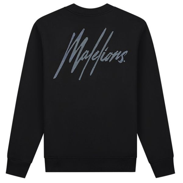 Malelions Striped Signature Sweater Zwart