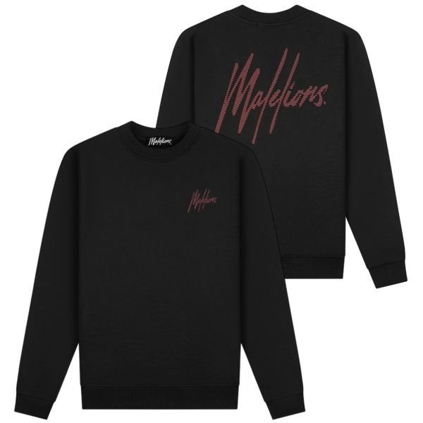 Malelions Striped Signature Sweater Zwart