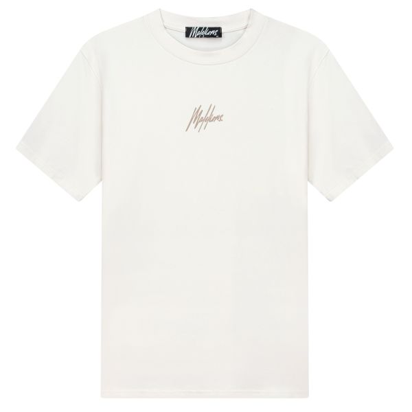 Malelions Striped Signature T-shirt Off White