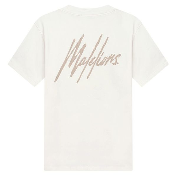 Malelions Striped Signature T-shirt Off White