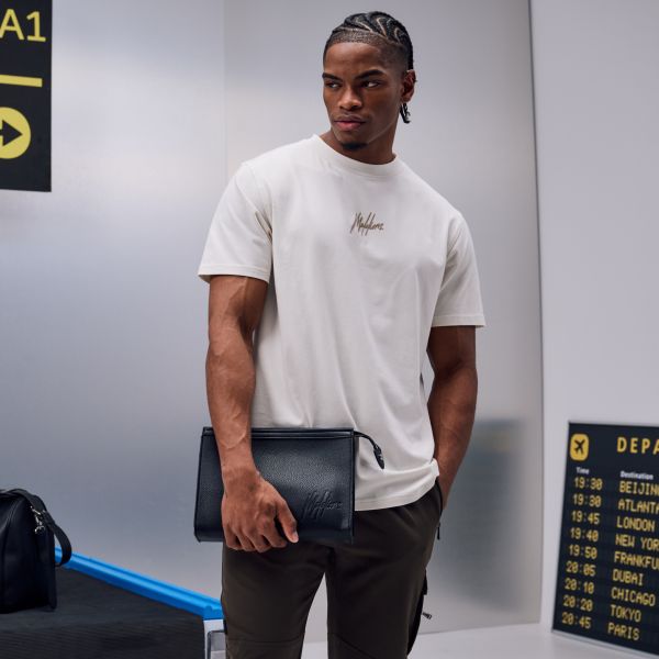 Malelions Striped Signature T-shirt Off White