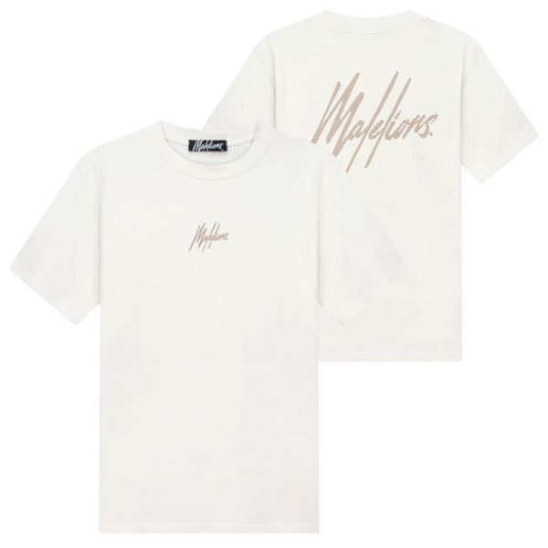 Malelions Striped Signature T-shirt Off White