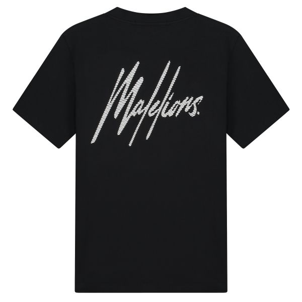 Malelions Striped Signature T-shirt Zwart