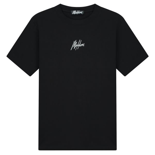 Malelions Striped Signature T-shirt Zwart