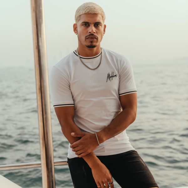 Malelions Striped T-shirt Wit