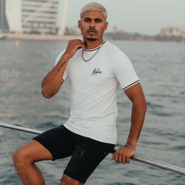 Malelions Striped T-shirt Wit