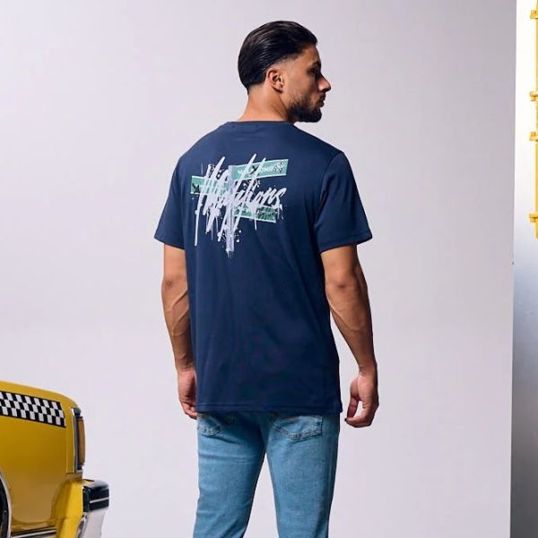 Malelions Traffic Sign T-shirt Navy