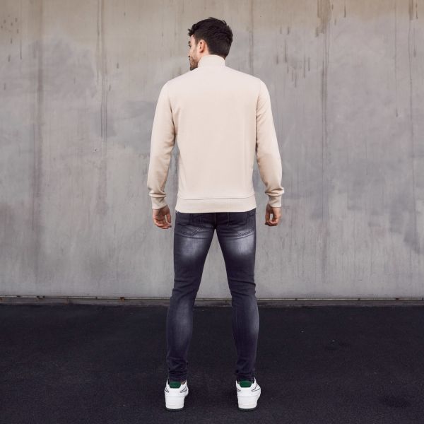 Malelions Turtle Neck Half Zip Sweater Beige
