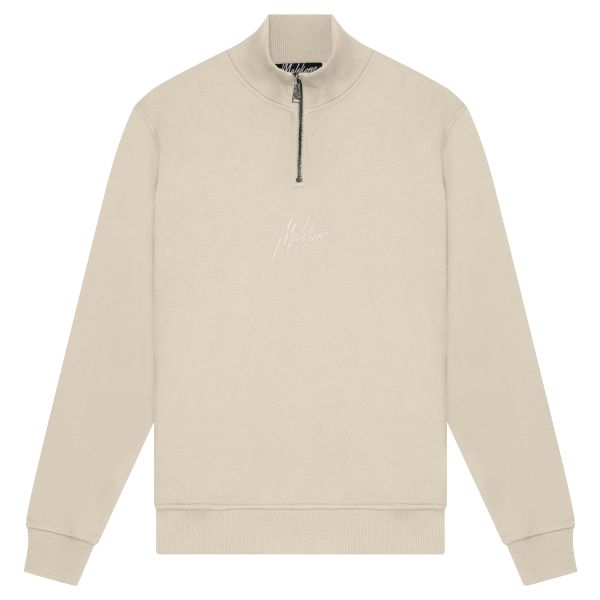 Malelions Turtle Neck Half Zip Sweater Beige