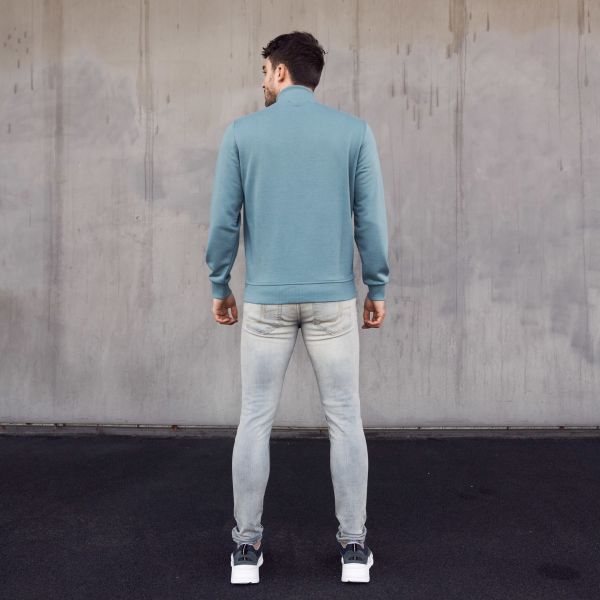Malelions Turtle Neck Half Zip Sweater Licht Blauw