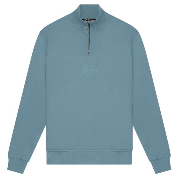Malelions Turtle Neck Half Zip Sweater Blauw
