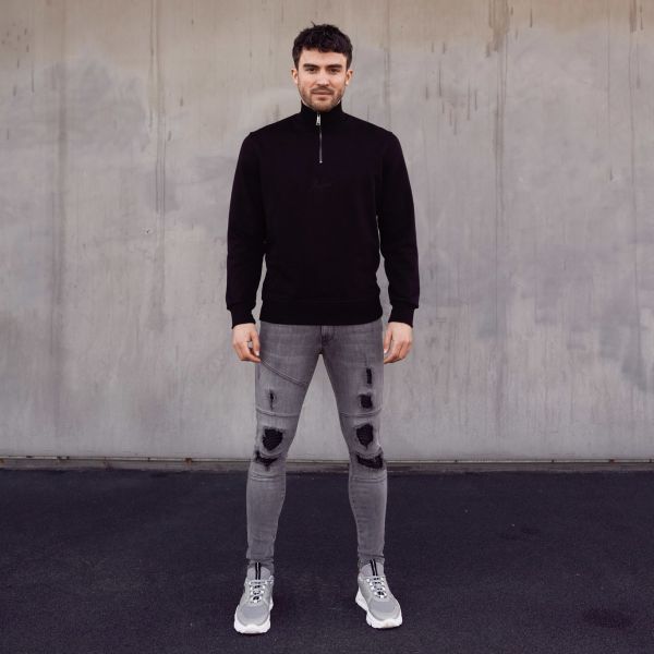 Malelions Turtle Neck Half Zip Sweater Zwart