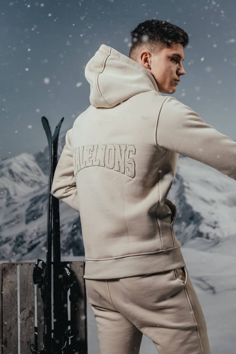 malelions varsity hoodie sand