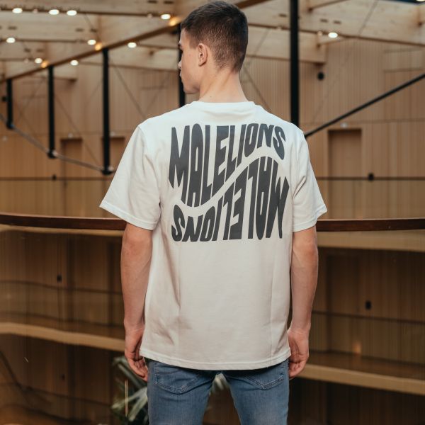 Malelions Wave Graphic T-shirt Wit