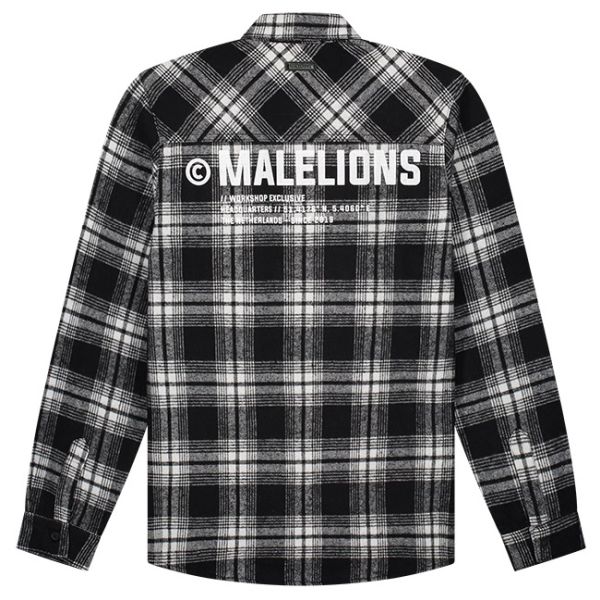 Malelions Workshop Flannel Overshirt Zwart/Wit