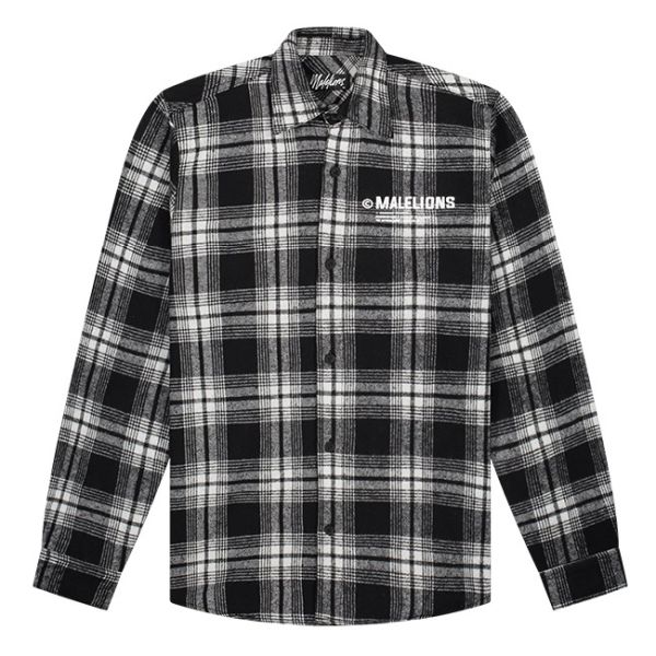 Malelions Workshop Flannel Overshirt Zwart/Wit