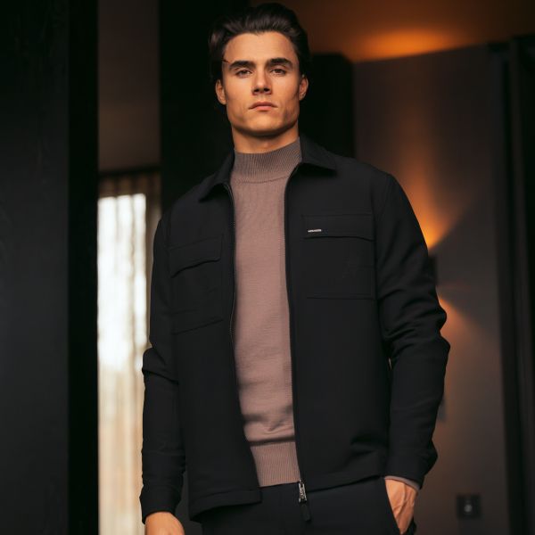 Malelions Zip Overshirt Zwart