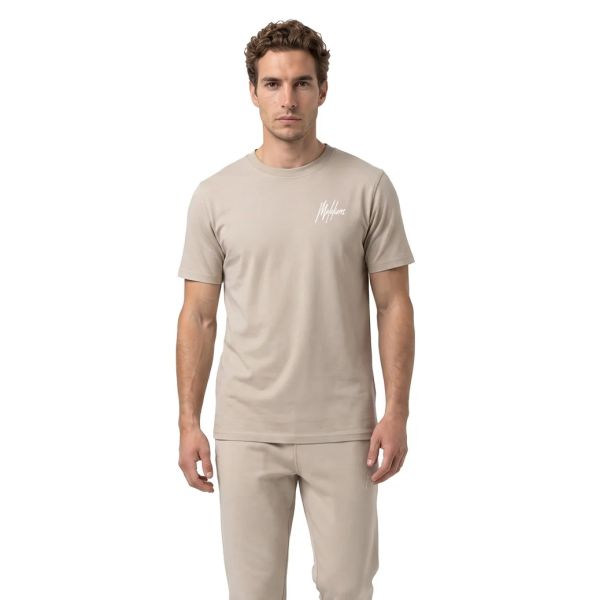 Malelions Striped Signature T-shirt Beige