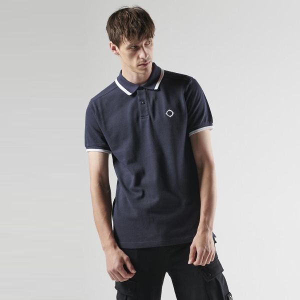 Ma.strum Block Tipped Polo Navy