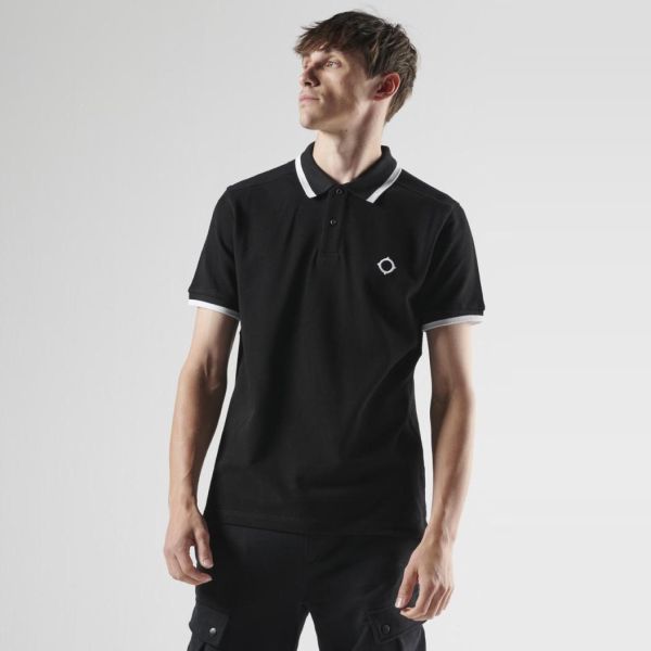 Ma.strum Block Tipped Polo Zwart