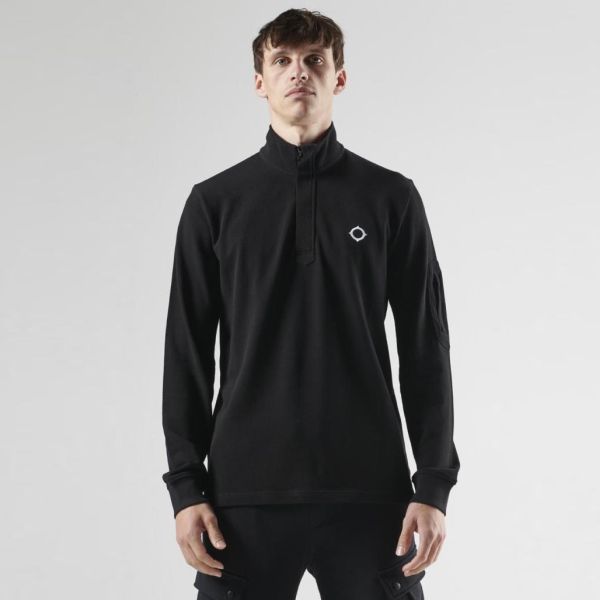 Ma.strum Funnel Longsleeve Polo Zwart