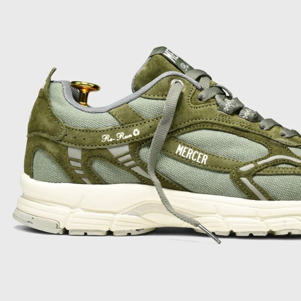 Mercer Amsterdam The Re-Run Washed Canvas Sneaker Donker Groen
