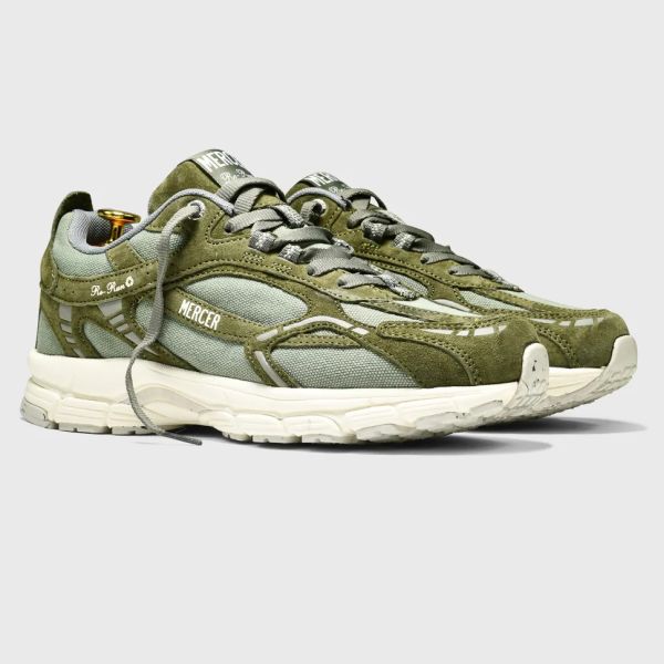 Mercer Amsterdam The Re-Run Washed Canvas Sneaker Donker Groen