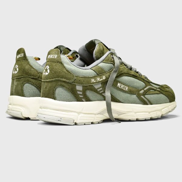 Mercer Amsterdam The Re-Run Washed Canvas Sneaker Donker Groen