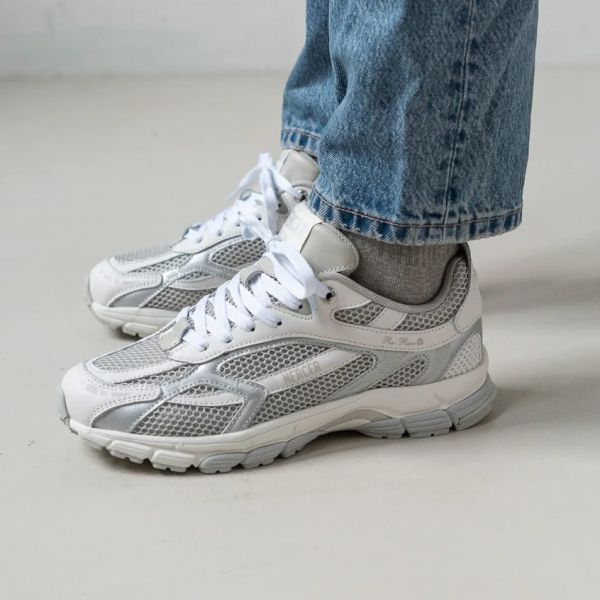 Mercer Amsterdam The Re-Run White Silver Sneaker Wit/Grijs