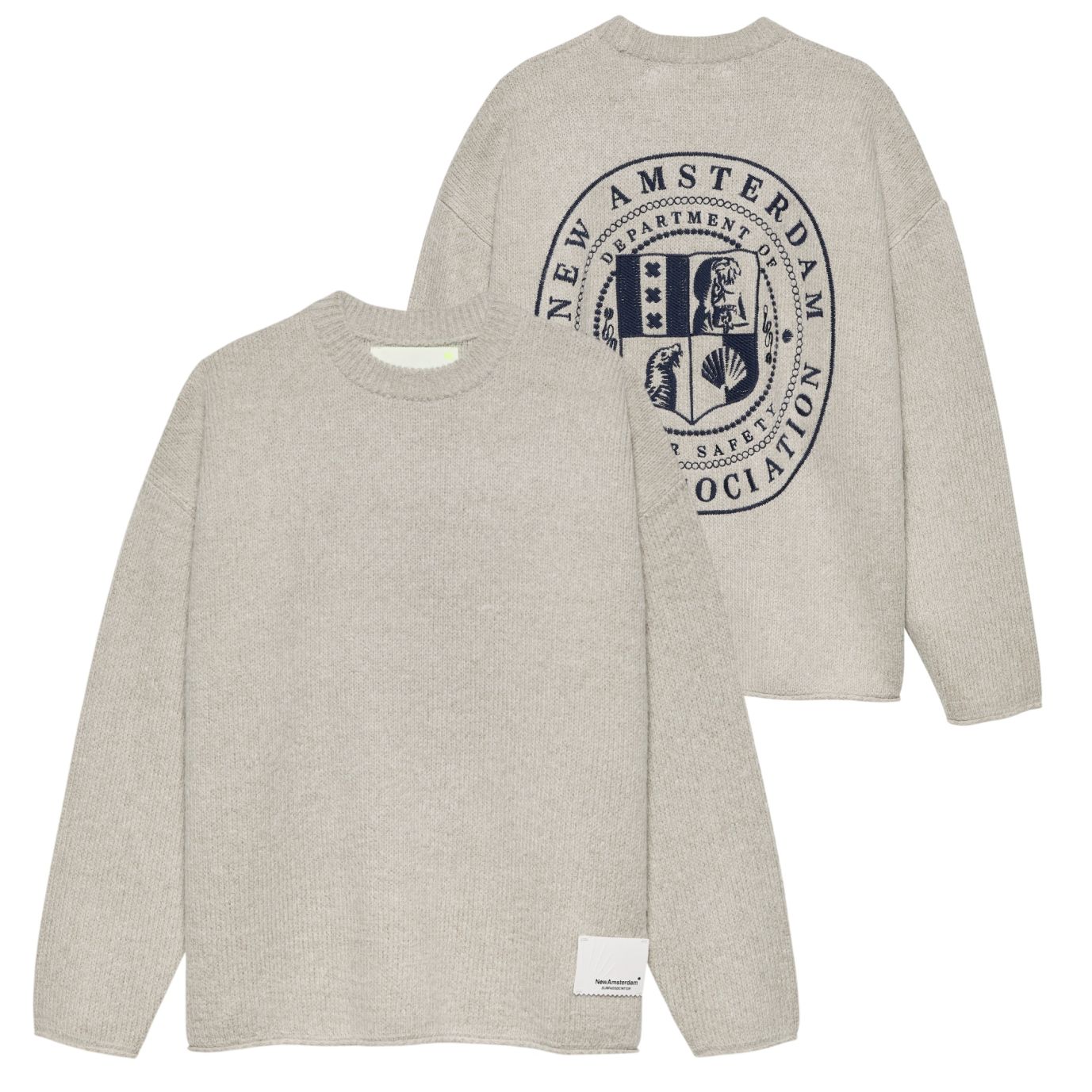 New Amsterdam Surf Association Knitted Stamp Sweater Grijs