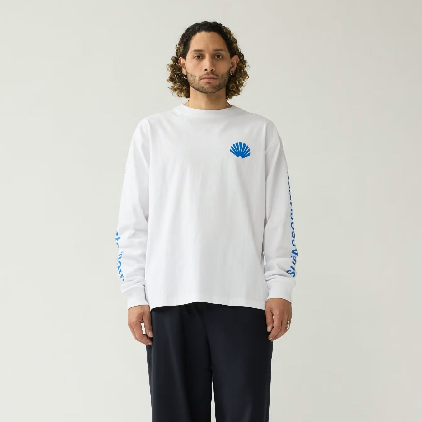 New Amsterdam Surf Association Logo Longsleeve T-shirt Wit/Blauw