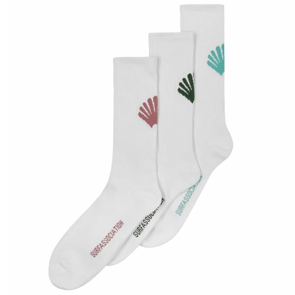 New Amsterdam Surf Association Logo 3-Pack Sokken Wit