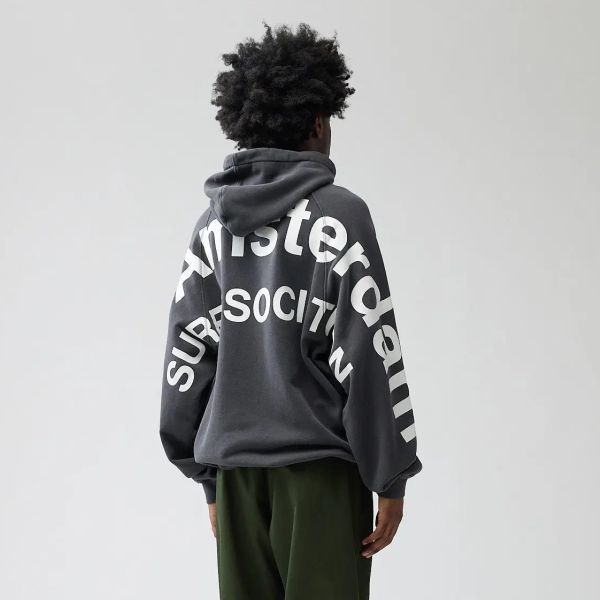 New Amsterdam Surf Association Logo Line Hoodie Antraciet