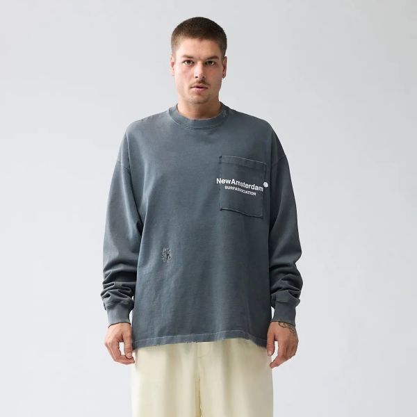 New Amsterdam Surf Association Throw Longsleeve T-shirt Antraciet