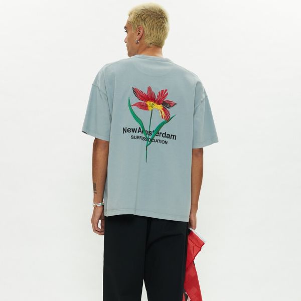 New Amsterdam Surf Association Waxed Tulip T-shirt Blauw