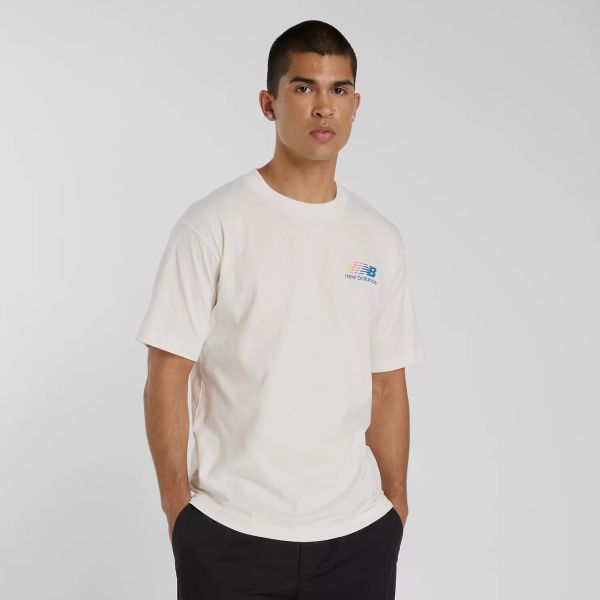 New Balance Athletics Multi Color Logo T-shirt Off White