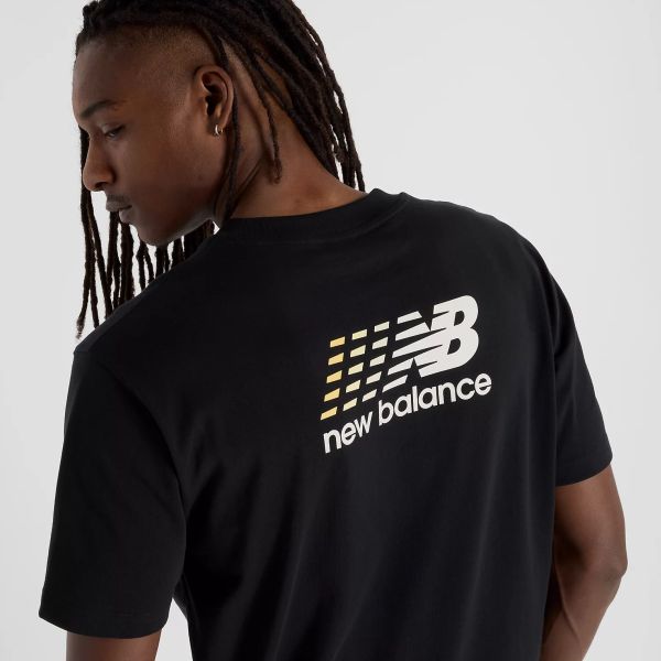 New Balance Athletics Multi Color Logo T-shirt Zwart