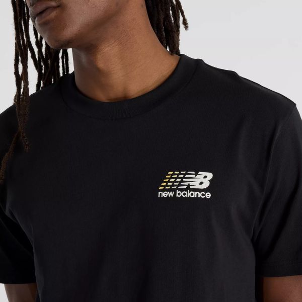 New Balance Athletics Multi Color Logo T-shirt Zwart