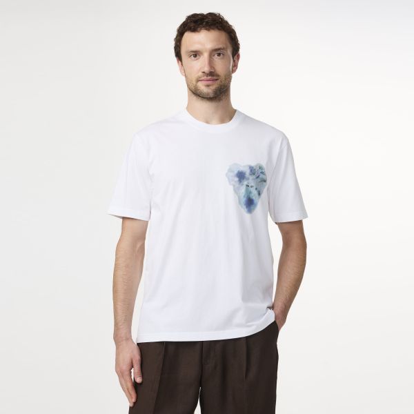 NN.07 Adam Print T-shirt Wit/Blauw