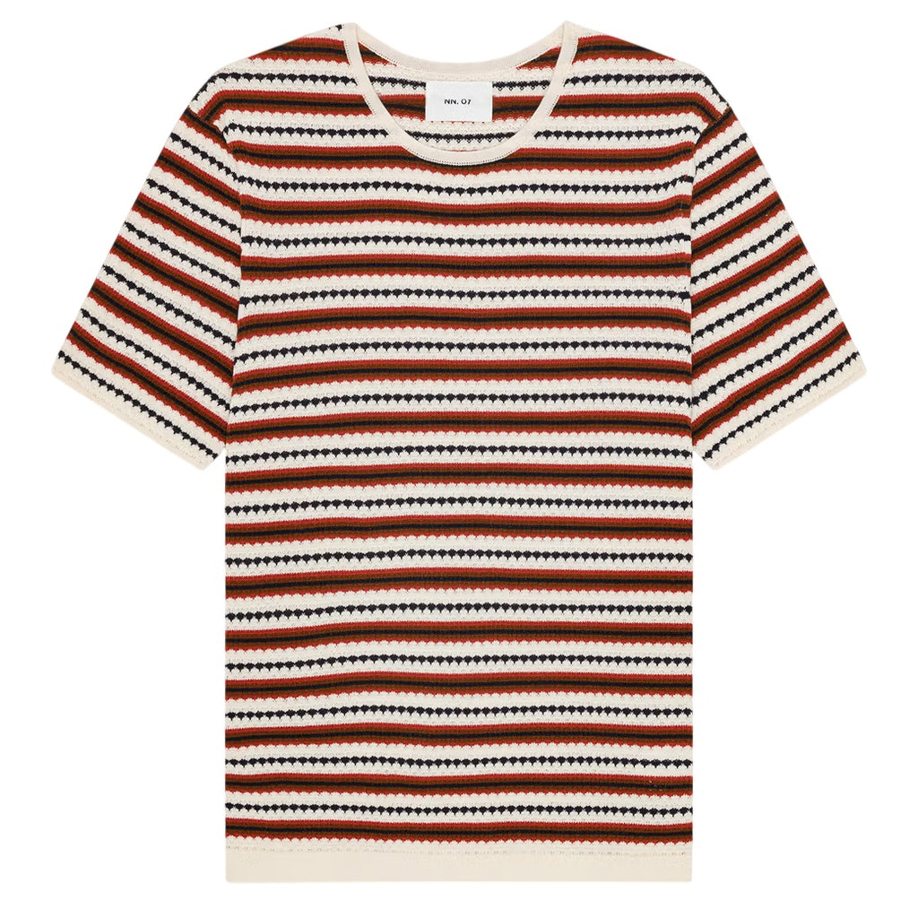 NN.07 Bari Striped T-shirt Off White/Rood
