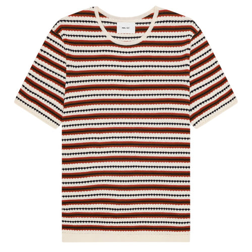 NN.07 Bari Striped T-shirt Off White/Rood