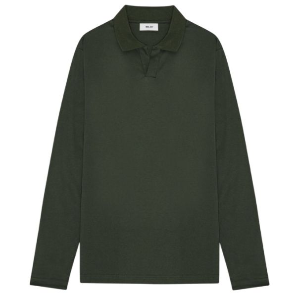 NN.07 Paul Longsleeve Polo Donker Groen