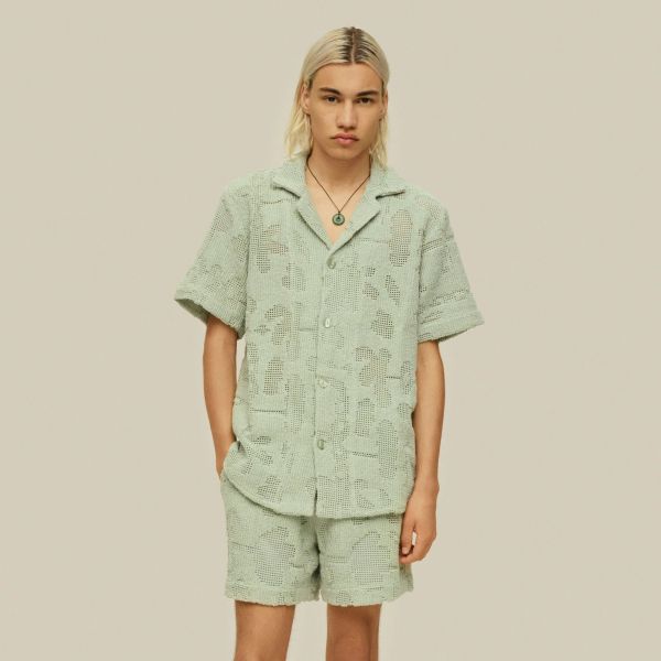 OAS Crochet Overhemd Groen