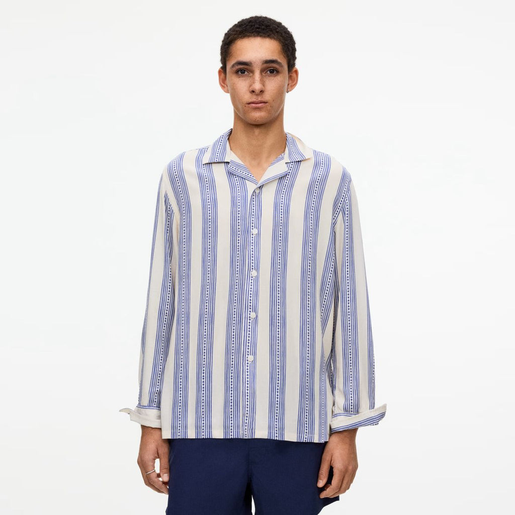 OAS Havana Viscose Overhemd Blauw/Wit