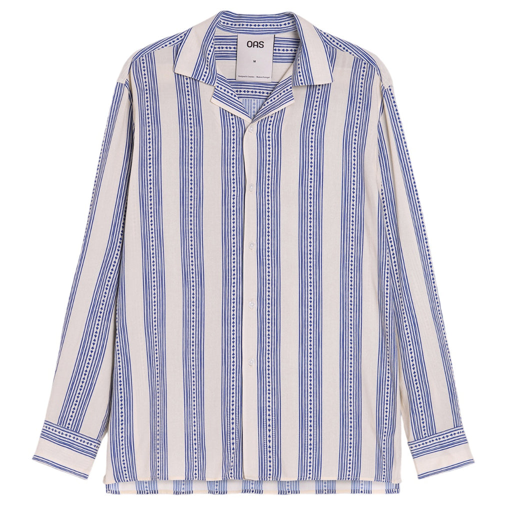 OAS Havana Viscose Overhemd Blauw/Wit
